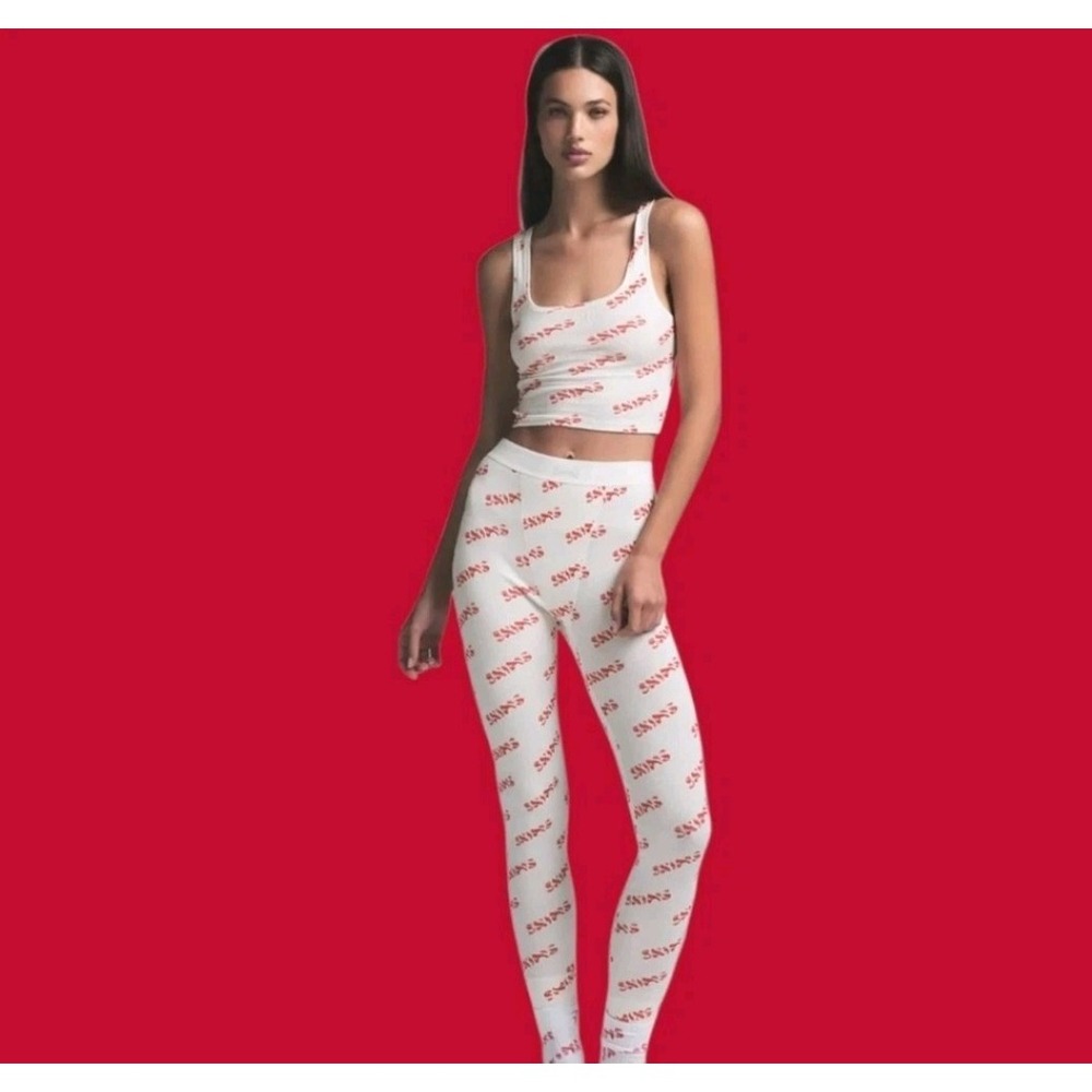New Rare Skims Cotton Rib Tank Legging Set Candy Cane M Medium Christmas Holiday